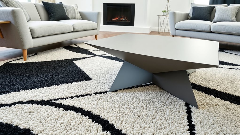 abstract prints enhance minimalist decor