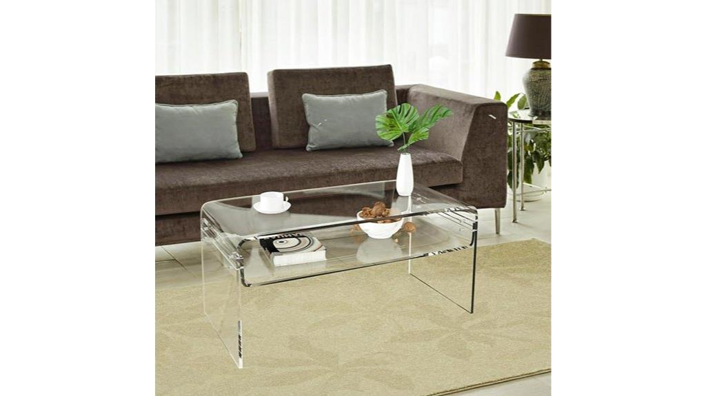 acrylic coffee table with shelf