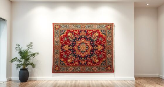 antique rug wall installation