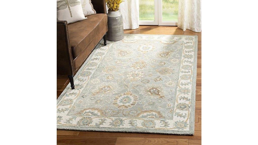 aqua ivory wool rug