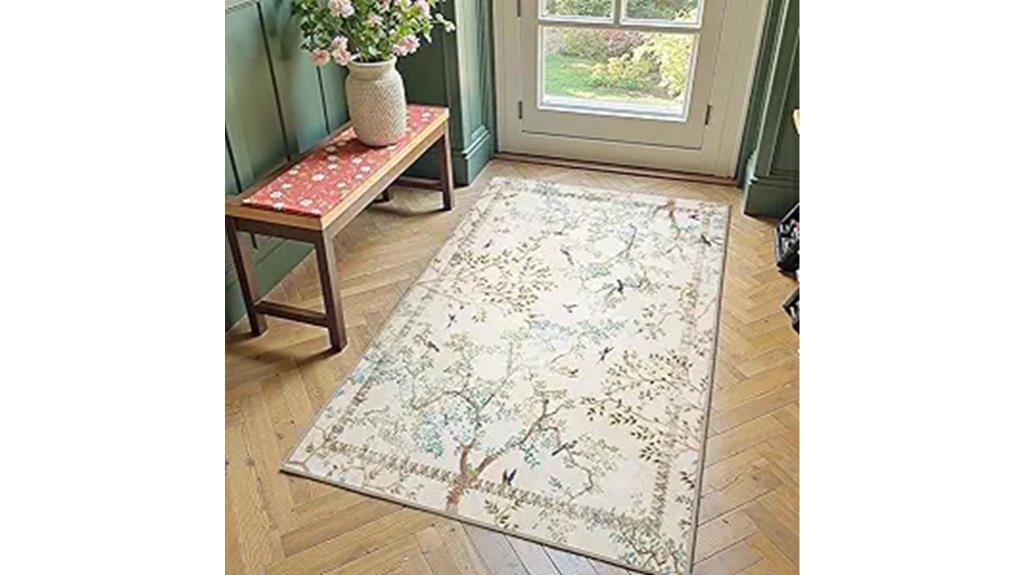 birds botanical rug