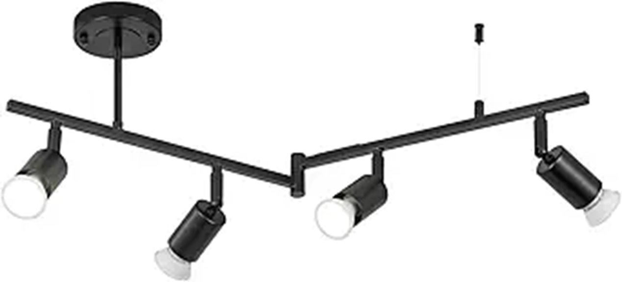 black 4 light track fixture