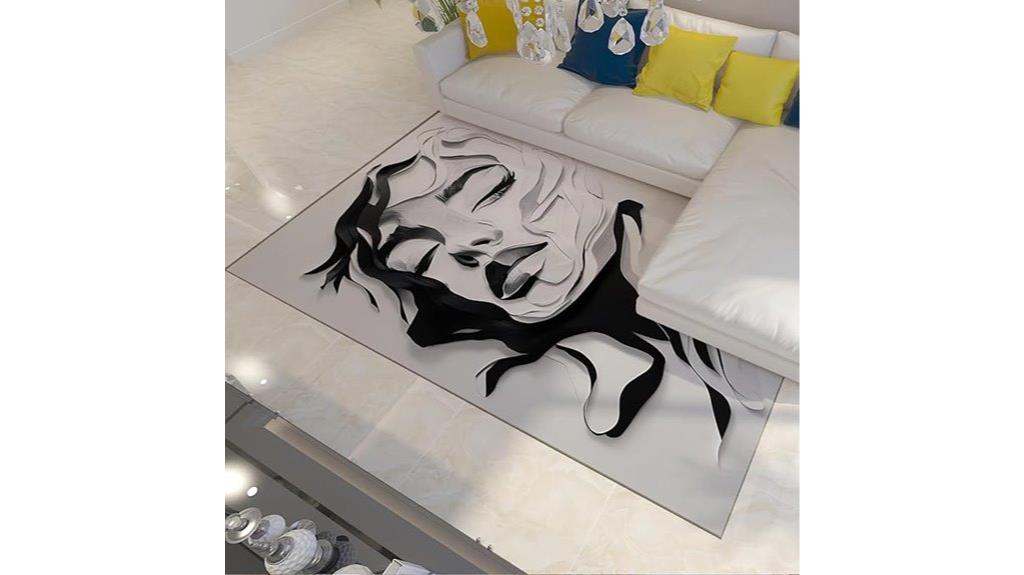black and white portrait rug