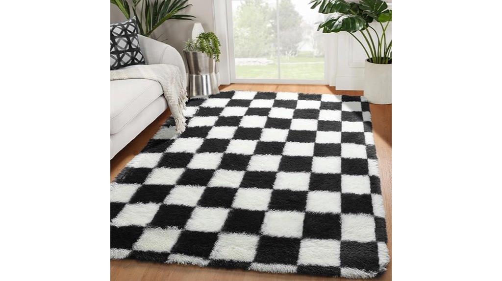 black and white rug