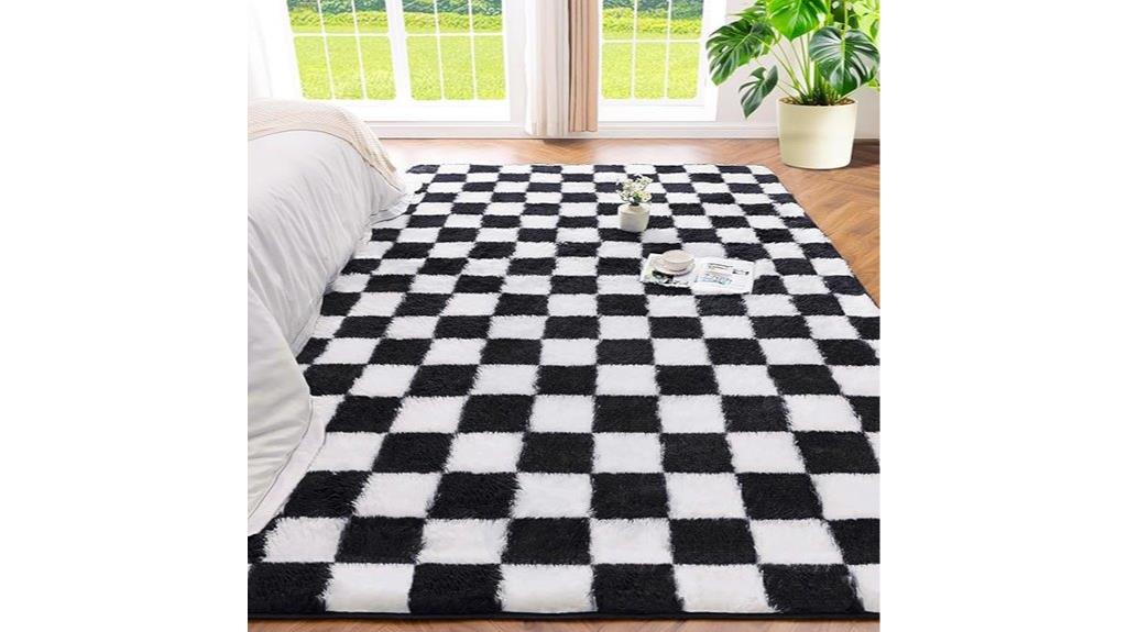 black and white rug