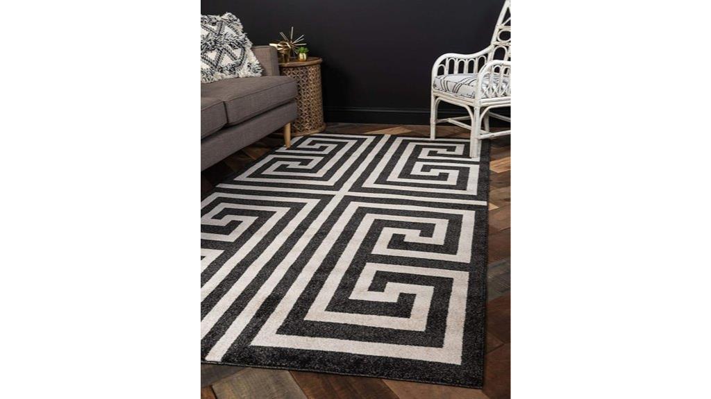 black beige geometric rug