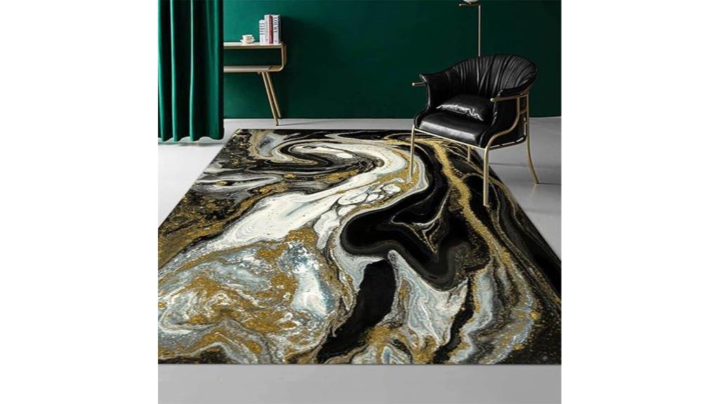black gold modern rug