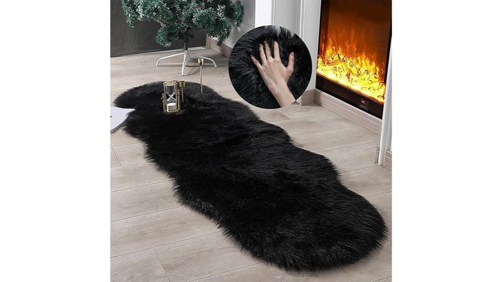 black sheepskin rug runner