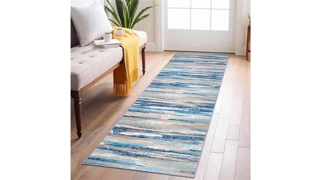 blue abstract kitchen runner