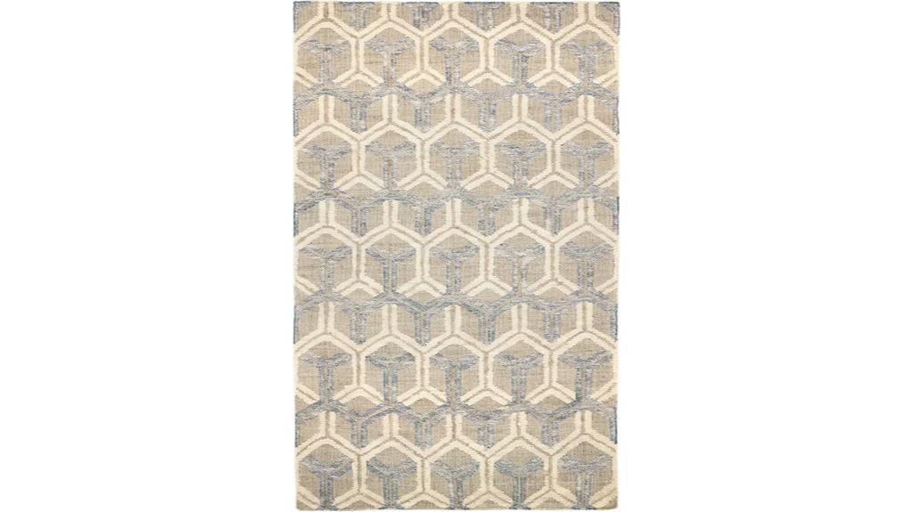 blue geometric handwoven rug