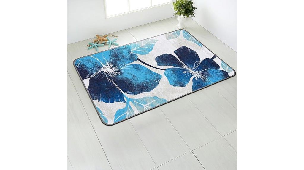 blue grey floral rug