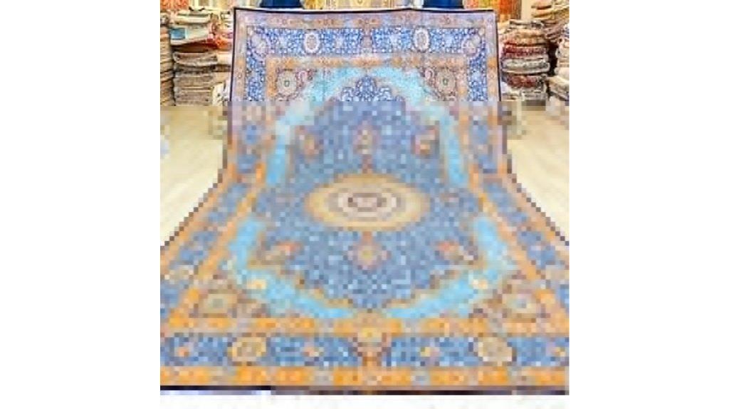 blue handmade antique silk rug