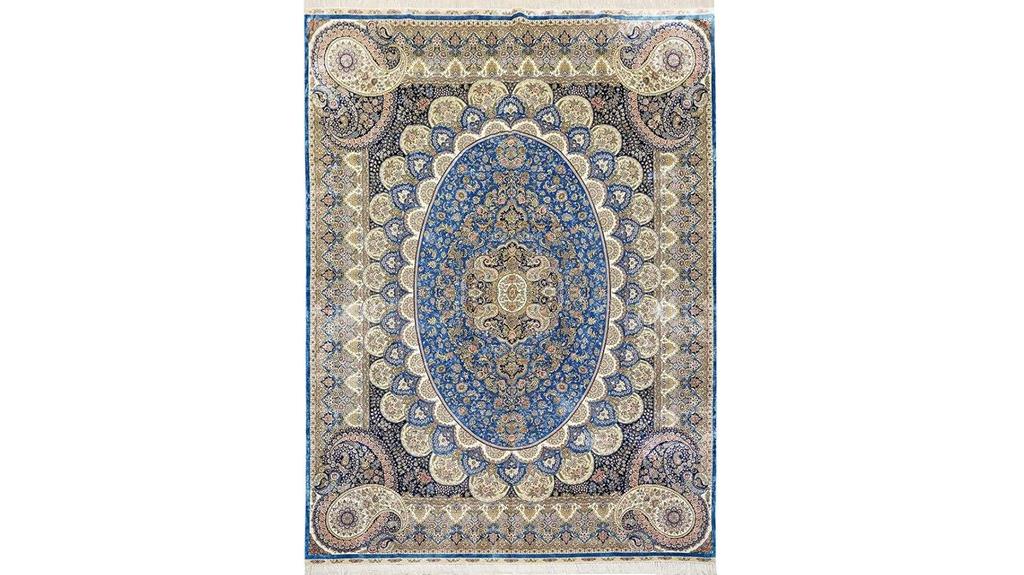 blue handmade medallion rug