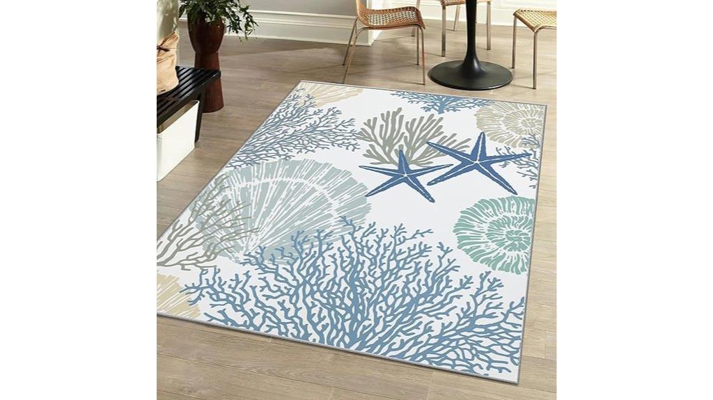 blue non slip coastal rug
