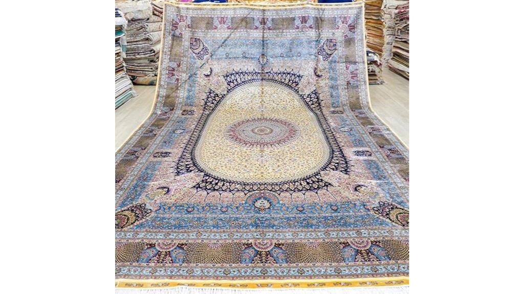 blue silk medallion rug