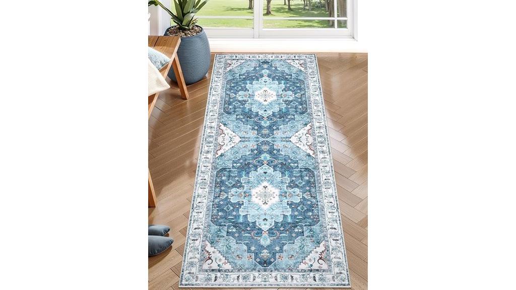 boho blue washable runner
