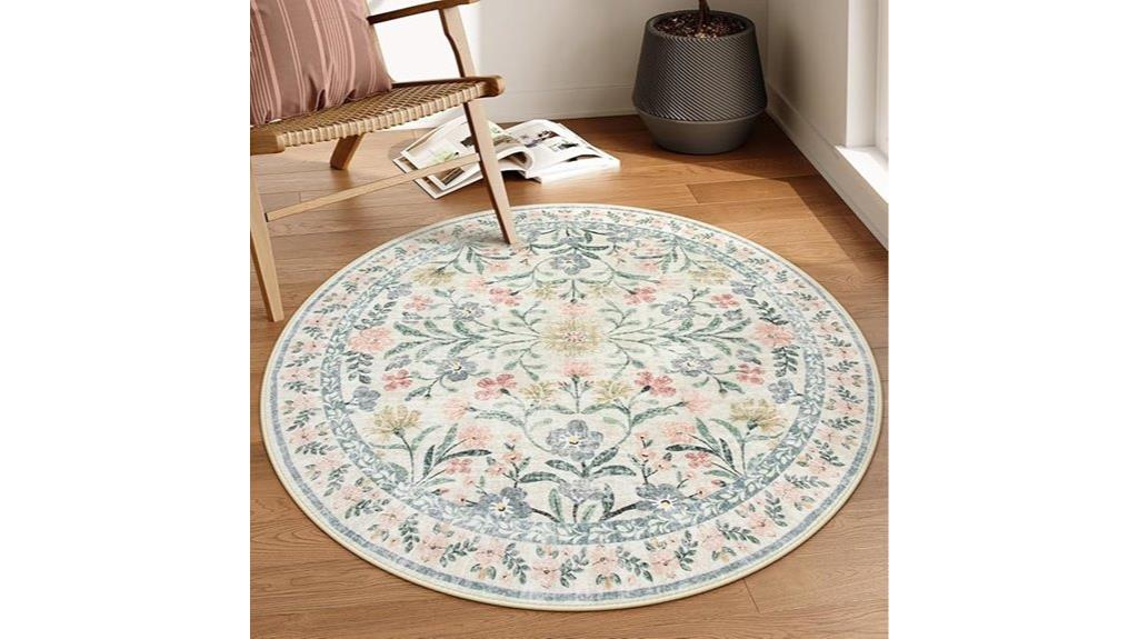 boho cream circular rug