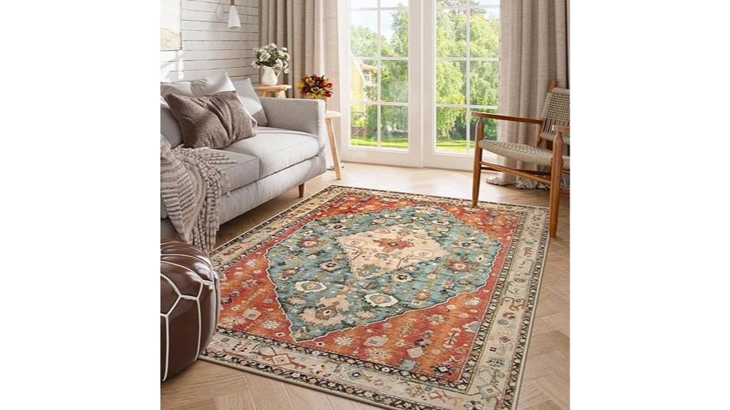 boho tribal washable rug