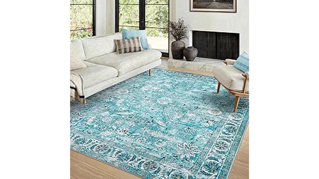 boho washable floral rug
