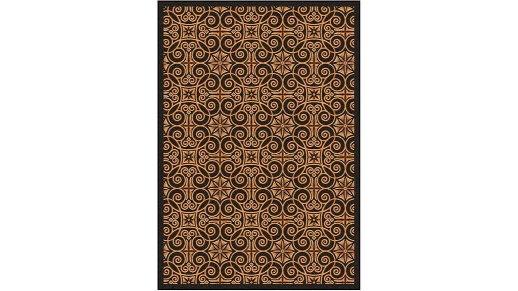 brown antique scroll rug