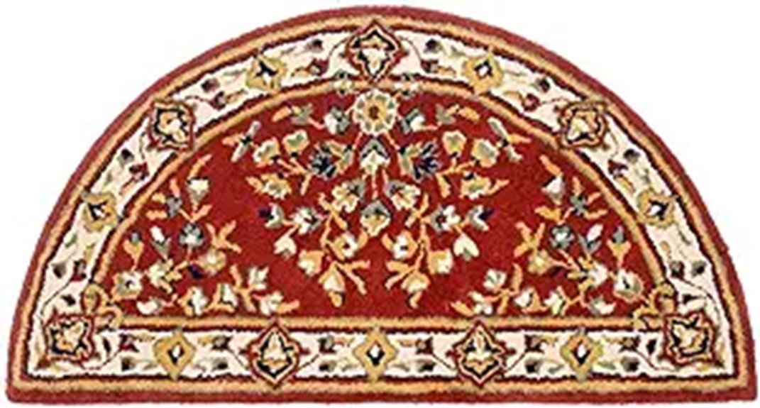 burgundy wool half round rug