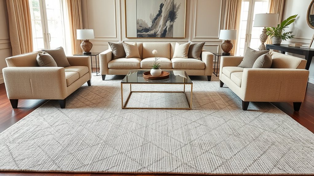choose appropriately sized patterned rug