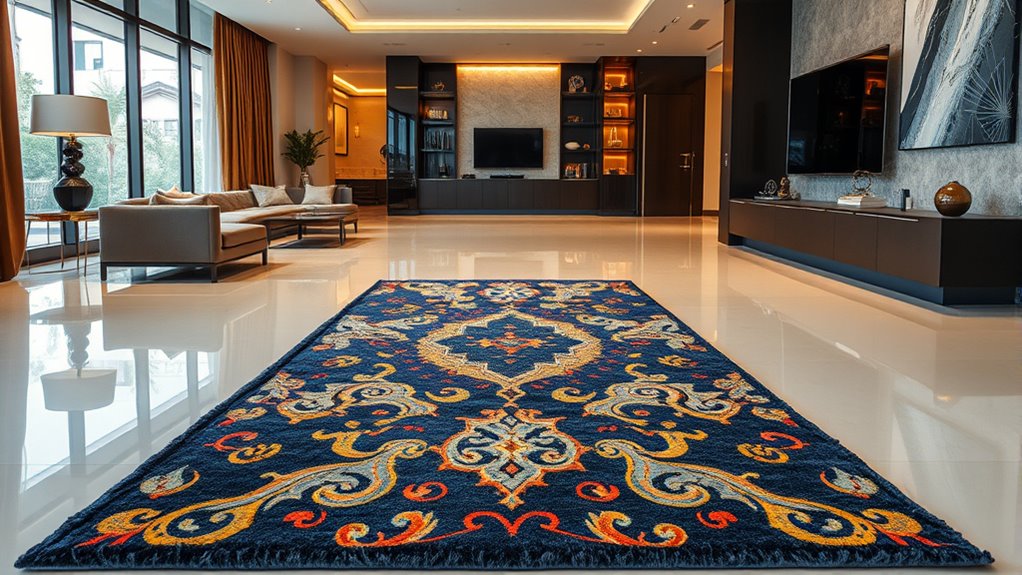 cohesive rug and floor design