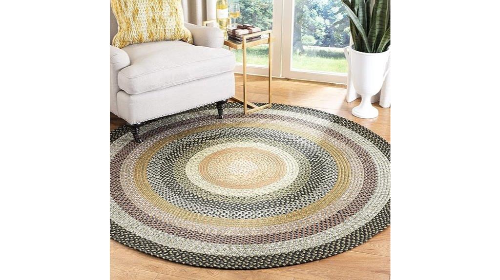 colorful round braided rug