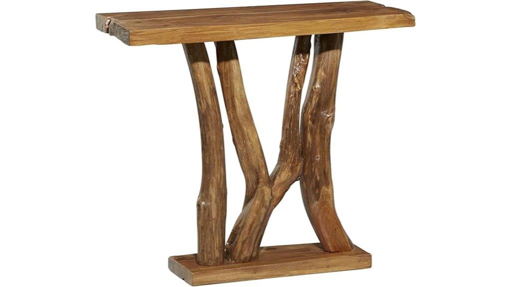 contemporary brown teak console