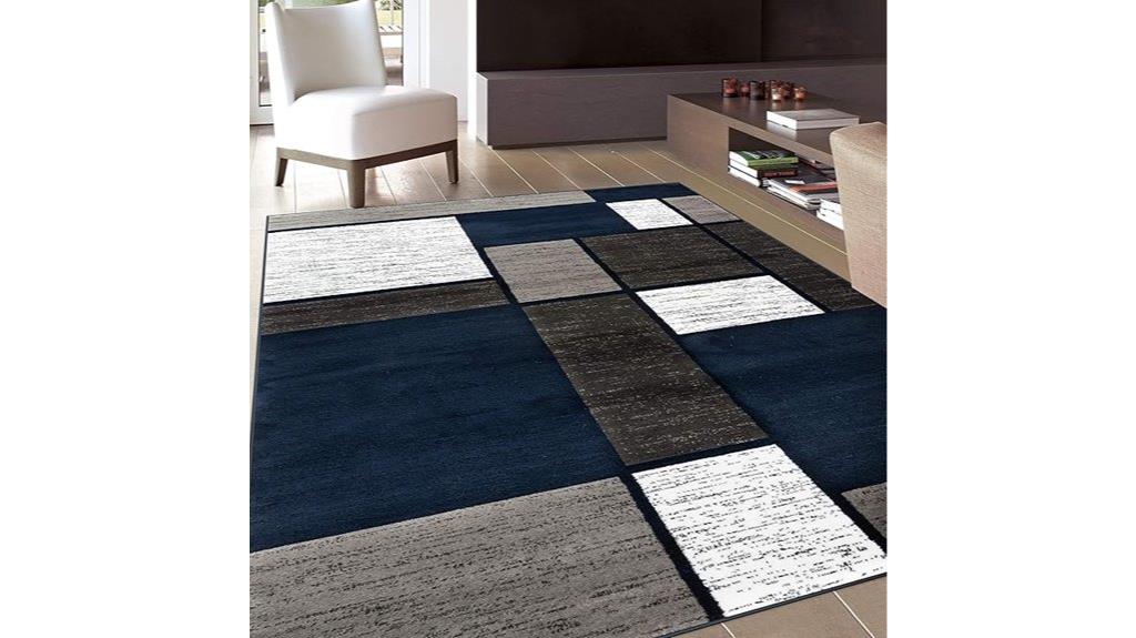 contemporary navy box rug