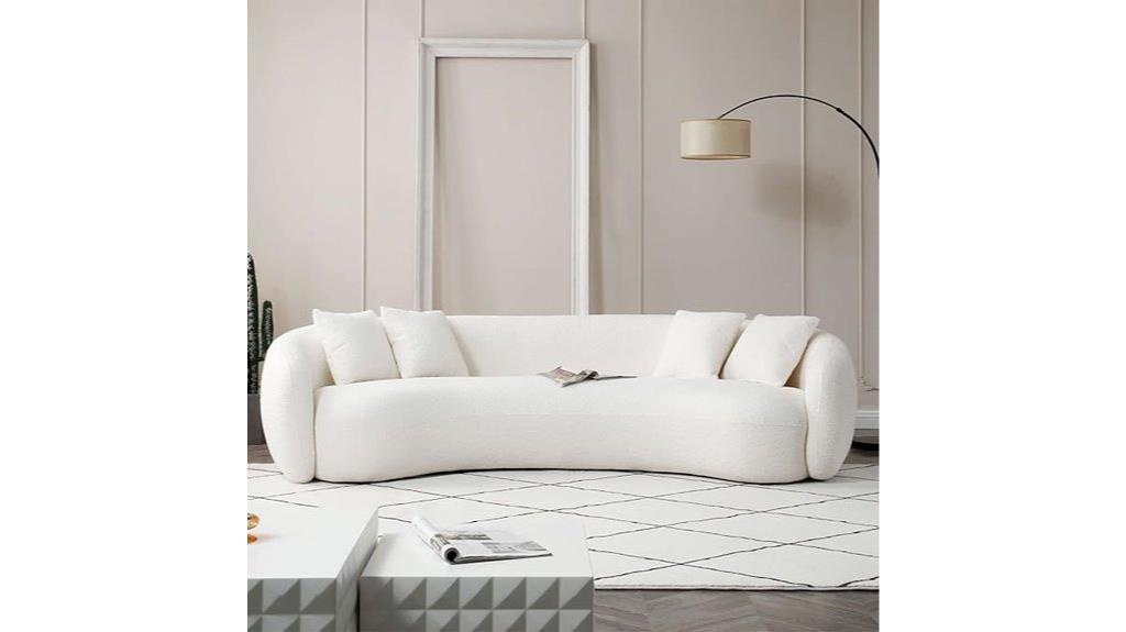 contemporary white boucle sofa
