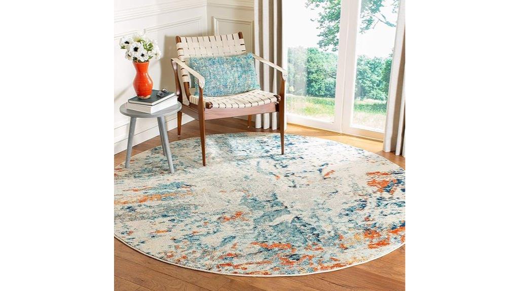 cream orange round rug