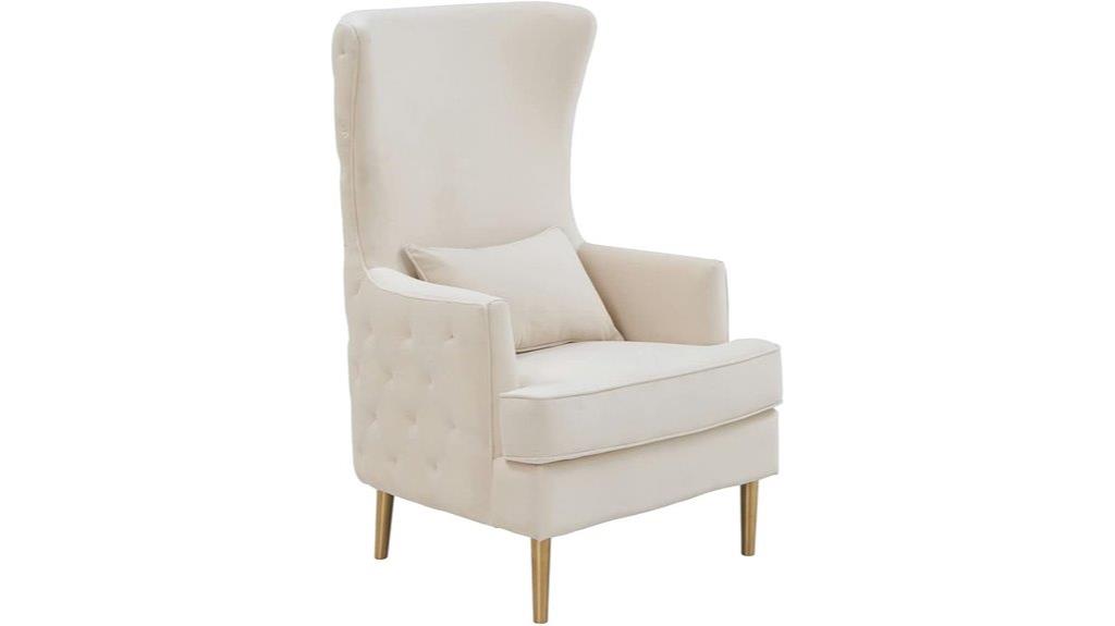 cream velvet tufted chair