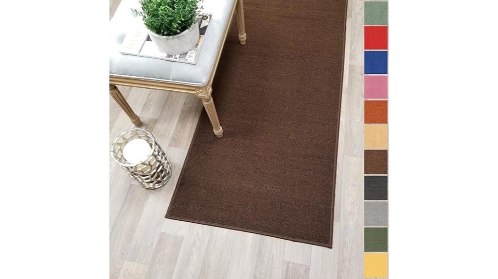 custom sized brown rubber backed rug