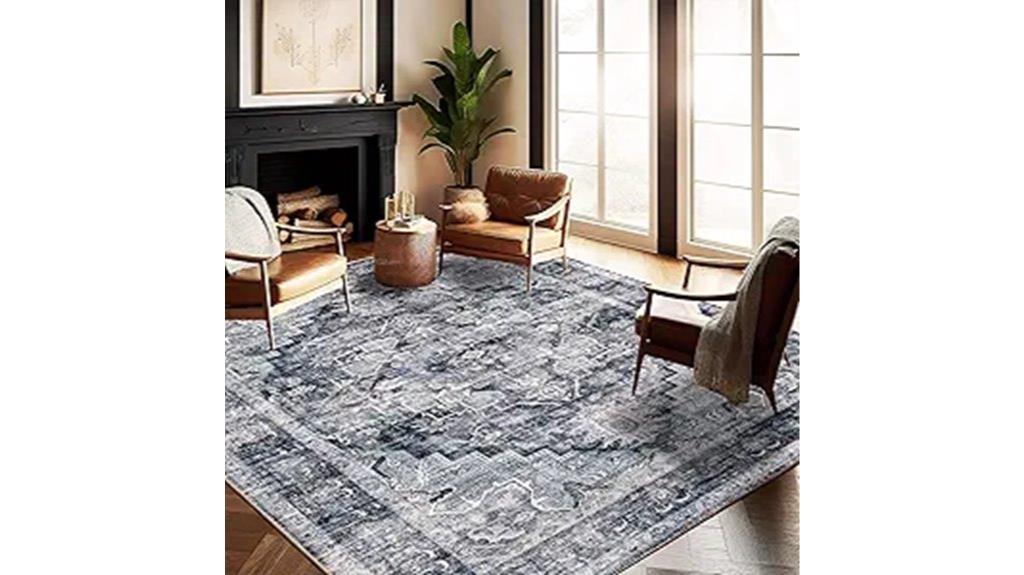 dark blue washable rug
