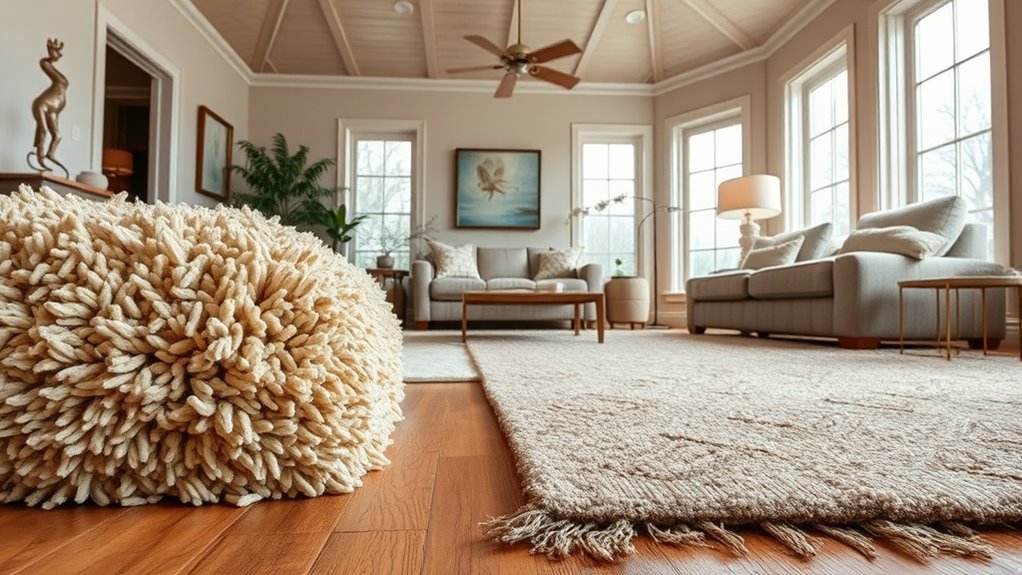 dense fibrous textured rugs