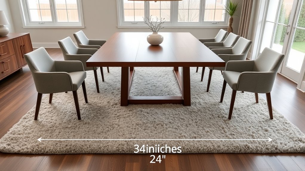 dining table rug dimensions