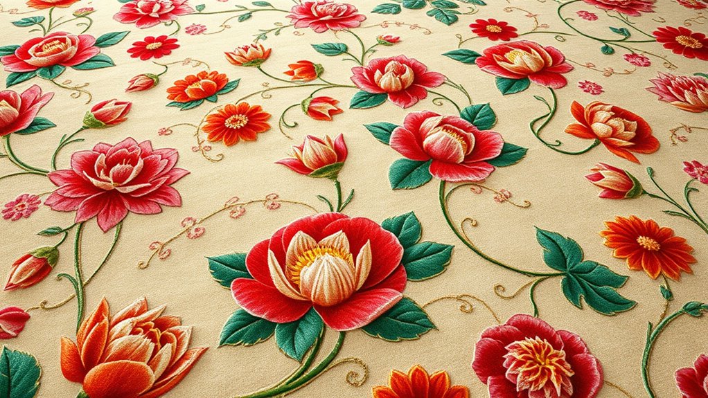 elegant floral silk carpets