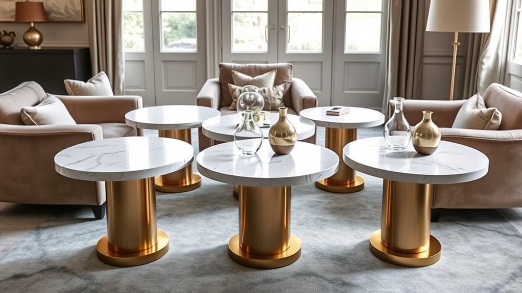 elegant marble pedestal tables