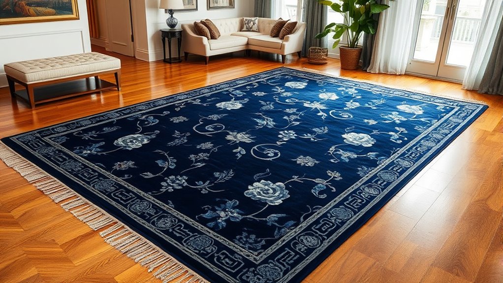 elegant navy silk rugs