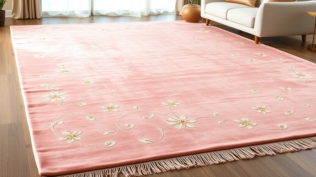 elegant pink silk rugs