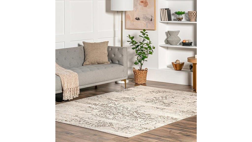 faded floral beige rug