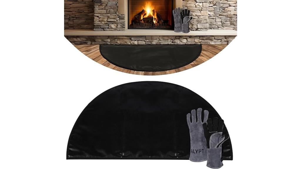 fireproof hearth mat with gloves