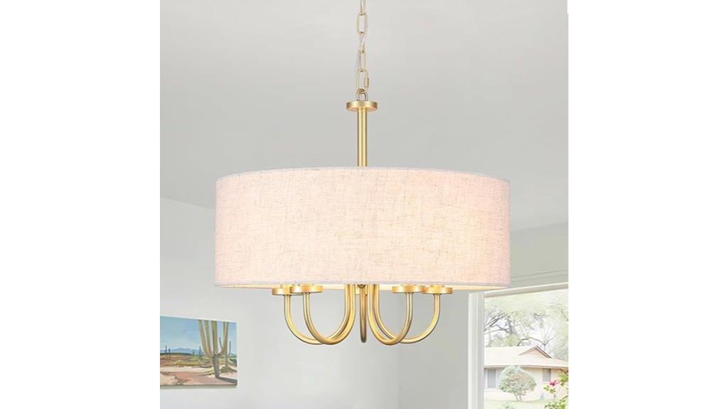 five shade drum chandelier