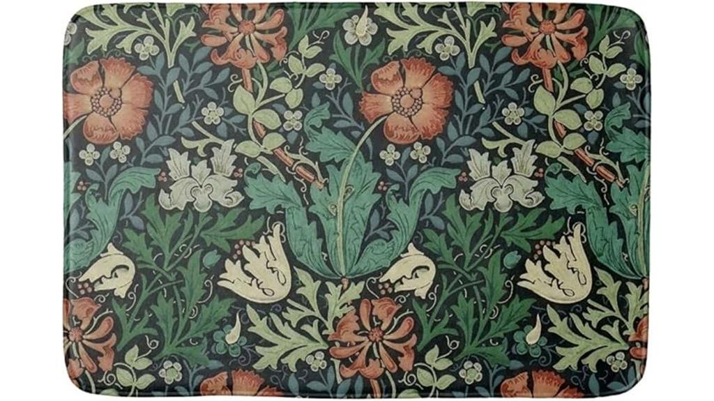 floral washable bath rug