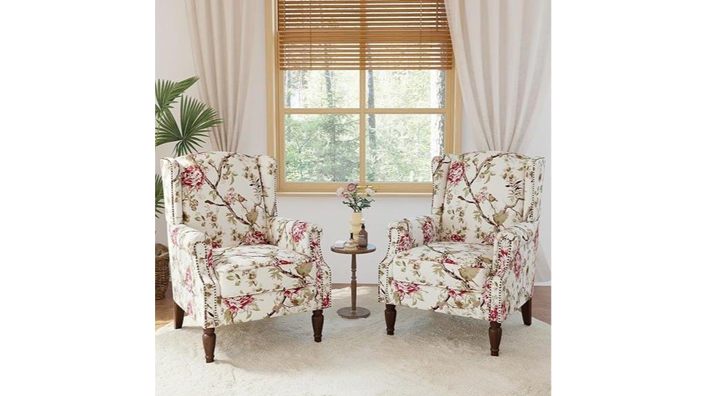floral wingback armchairs set