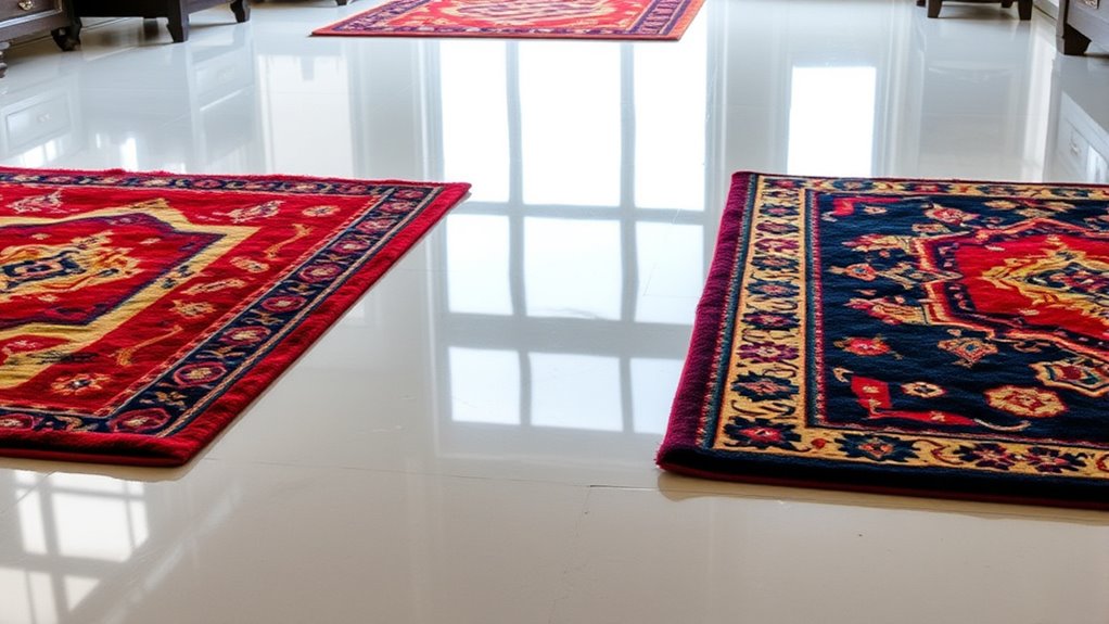 glossy rug and epoxy pairing
