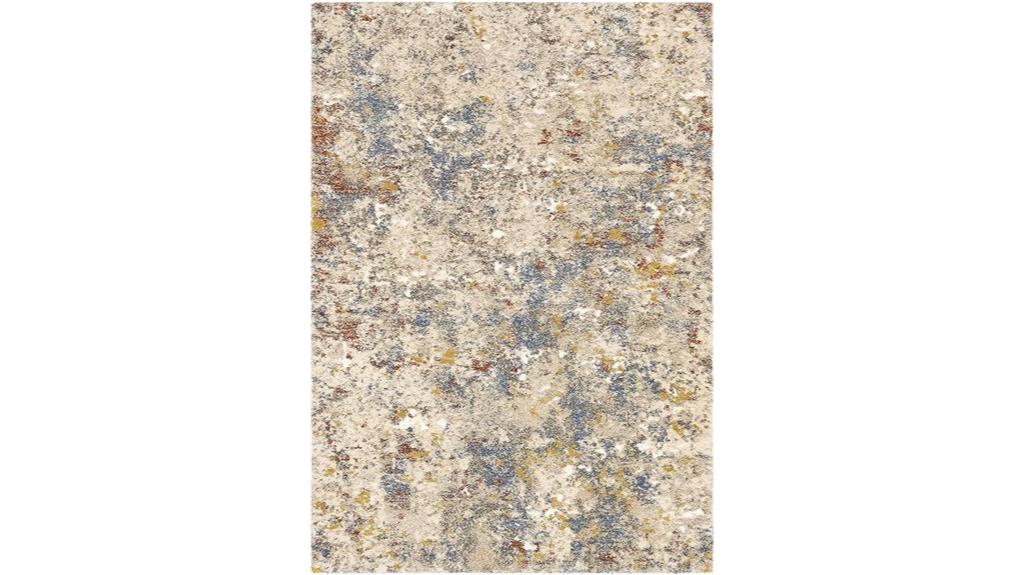 gold blue tan rug