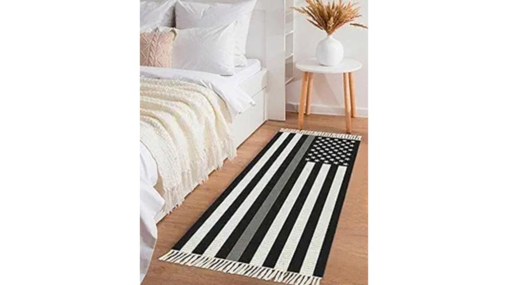 gray runner rug with tassels