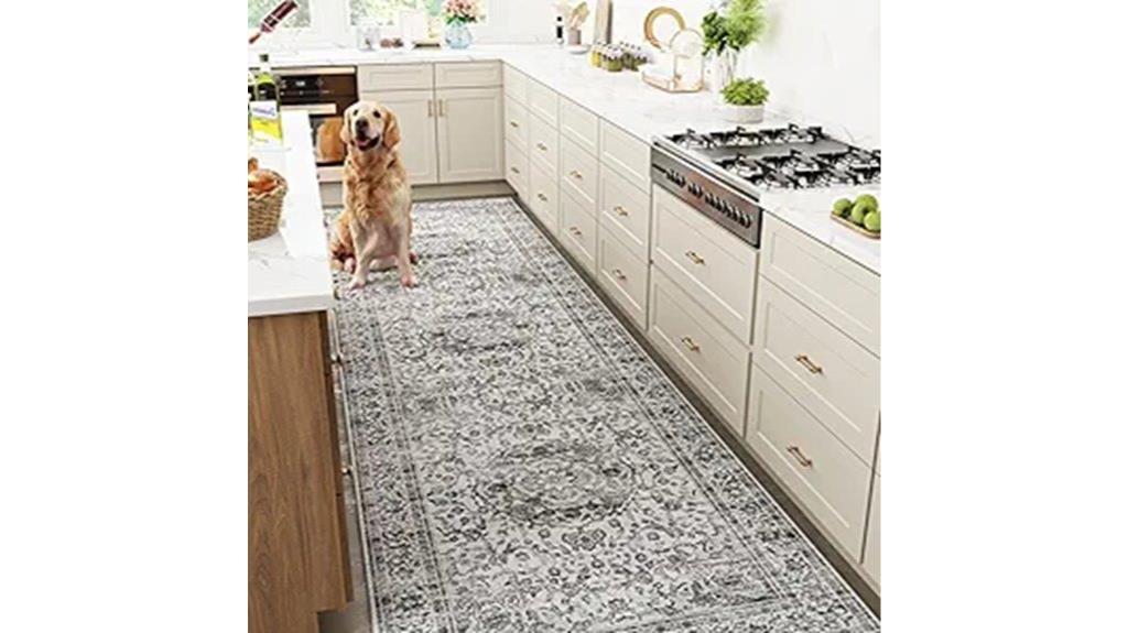 gray washable non slip runner